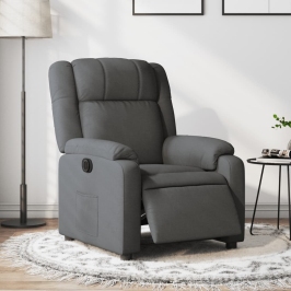 Sillón reclinable eléctrico de tela gris oscuro