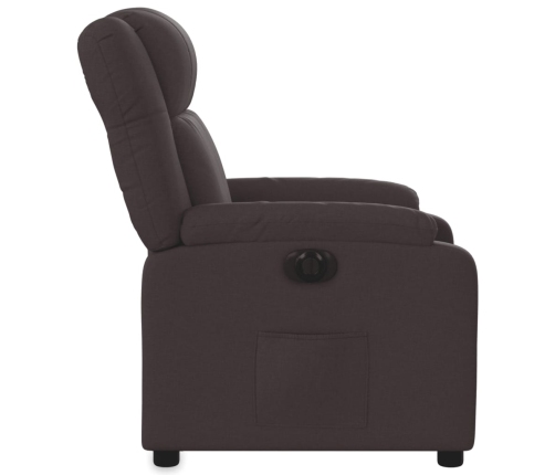 Sillón reclinable eléctrico tela marrón oscuro