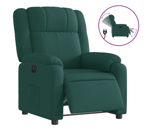 Sillón reclinable eléctrico tela verde oscuro