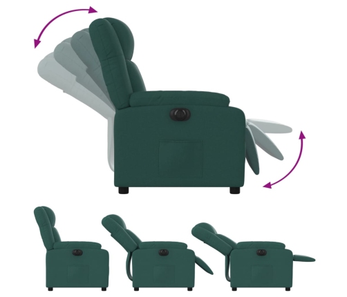 Sillón reclinable eléctrico tela verde oscuro