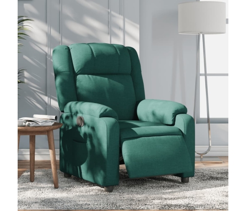 Sillón reclinable eléctrico tela verde oscuro