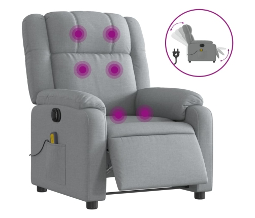 Sillón reclinable de masaje eléctrico tela gris claro