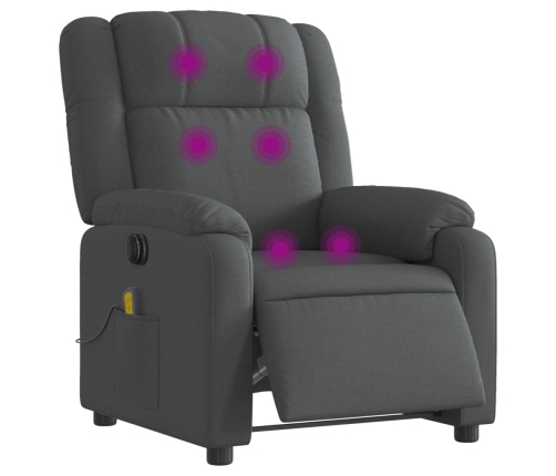 Sillón reclinable de masaje eléctrico tela gris oscuro