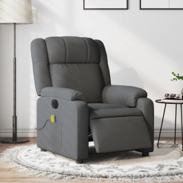 Sillón reclinable de masaje eléctrico tela gris oscuro