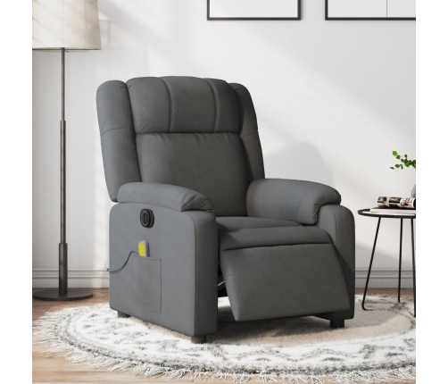 Sillón reclinable de masaje eléctrico tela gris oscuro