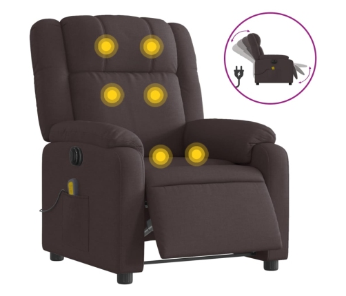 Sillón reclinable de masaje eléctrico tela marrón oscuro