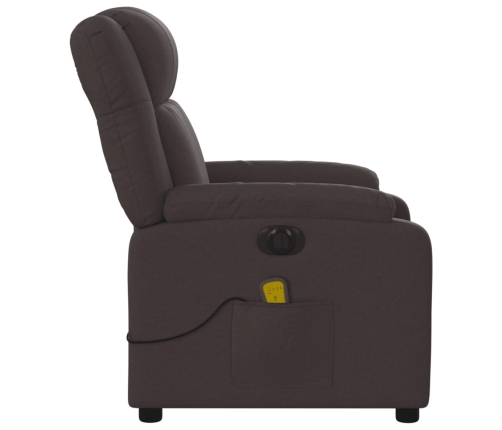 Sillón reclinable de masaje eléctrico tela marrón oscuro