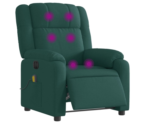 Sillón reclinable de masaje eléctrico tela verde oscuro