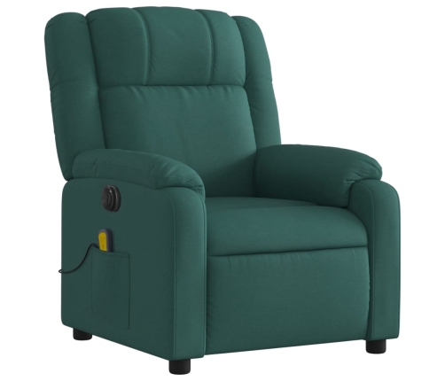 Sillón reclinable de masaje eléctrico tela verde oscuro