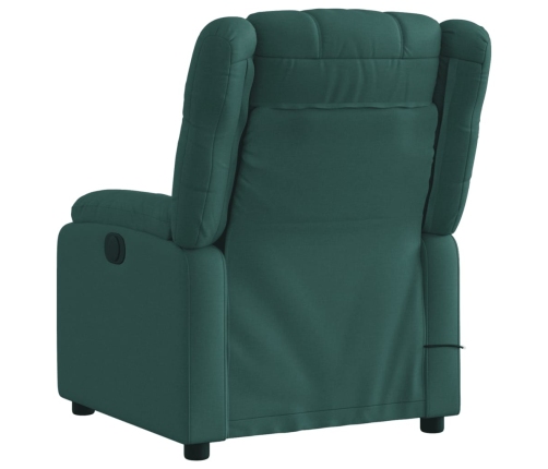 Sillón reclinable de masaje eléctrico tela verde oscuro