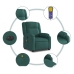 Sillón reclinable de masaje eléctrico tela verde oscuro