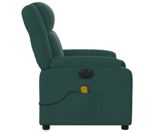 Sillón reclinable de masaje eléctrico tela verde oscuro