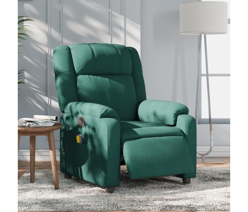 Sillón reclinable de masaje eléctrico tela verde oscuro