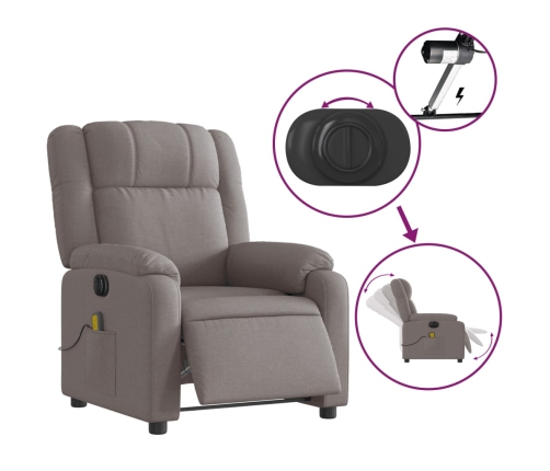 Sillón reclinable de masaje eléctrico tela gris taupe