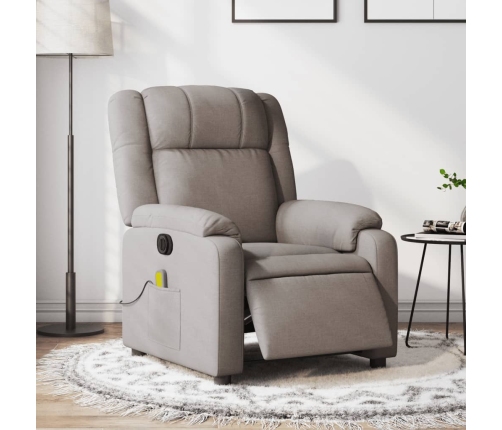 Sillón reclinable de masaje eléctrico tela gris taupe