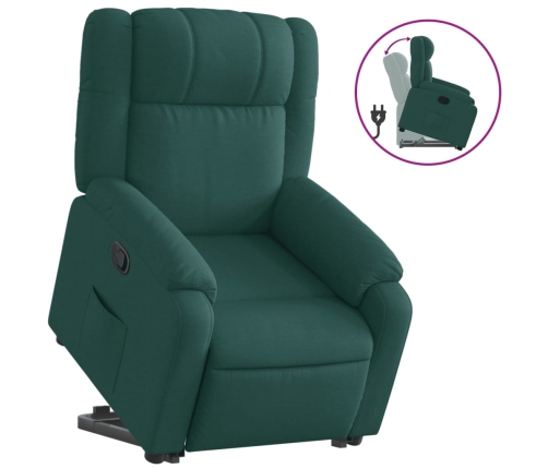 Sillón reclinable elevable tela verde oscuro