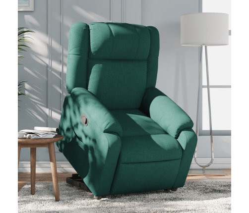 Sillón reclinable elevable tela verde oscuro