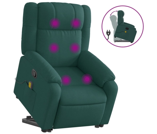 Silla de masaje reclinable de pie de tela verde oscura