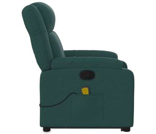 Silla de masaje reclinable de pie de tela verde oscura