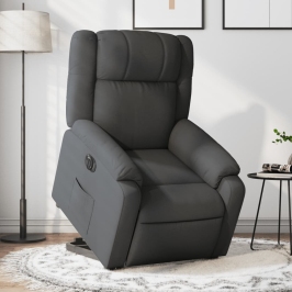 Sillón eléctrico reclinable elevable de tela gris oscuro