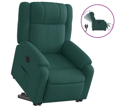 Sillón eléctrico reclinable elevable de tela verde oscuro