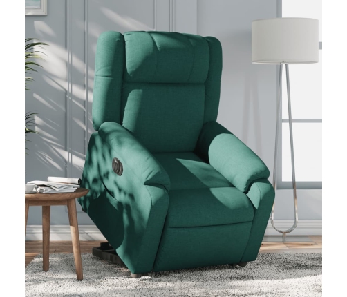 Sillón eléctrico reclinable elevable de tela verde oscuro