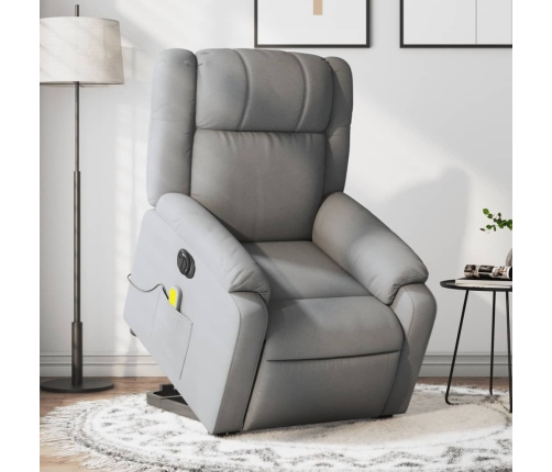 Sillón de masaje eléctrico reclinable elevable tela gris claro