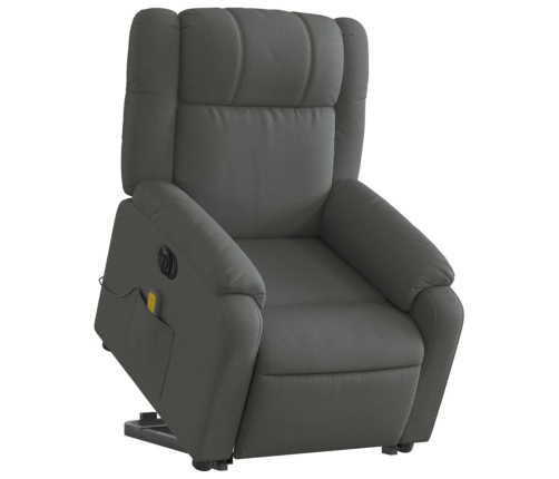 Sillón de masaje eléctrico reclinable elevable tela gris oscuro