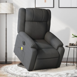 Sillón de masaje eléctrico reclinable elevable tela gris oscuro