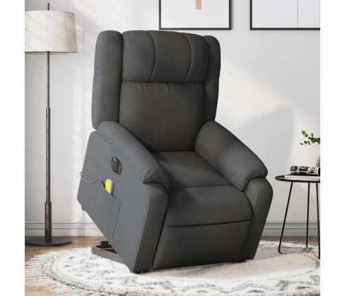 Sillón de masaje eléctrico reclinable elevable tela gris oscuro