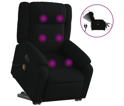 Sillón de masaje eléctrico reclinable elevable tela negro