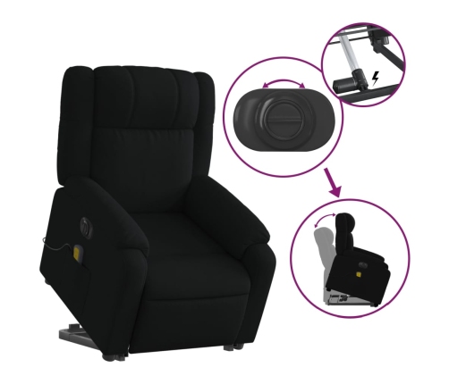 Sillón de masaje eléctrico reclinable elevable tela negro