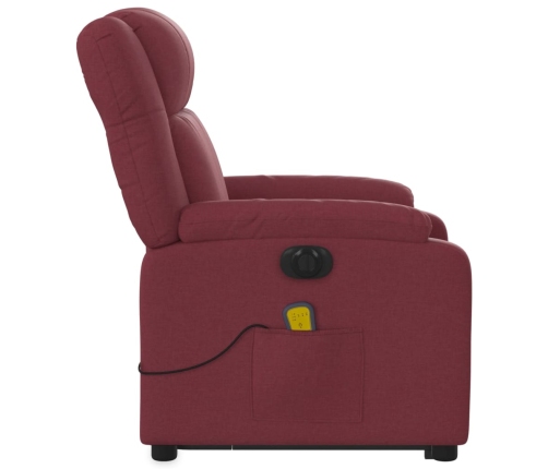 Sillón de masaje eléctrico reclinable elevable tela rojo tinto