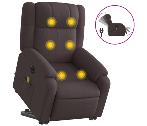 Sillón masaje eléctrico reclinable elevable tela marrón oscuro