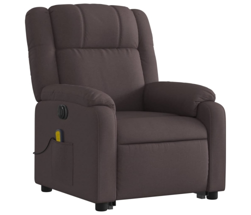 Sillón masaje eléctrico reclinable elevable tela marrón oscuro