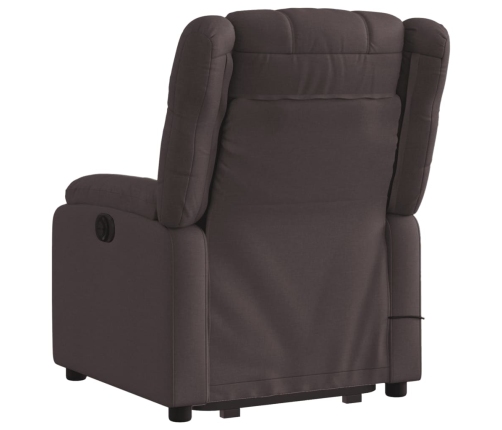 Sillón masaje eléctrico reclinable elevable tela marrón oscuro