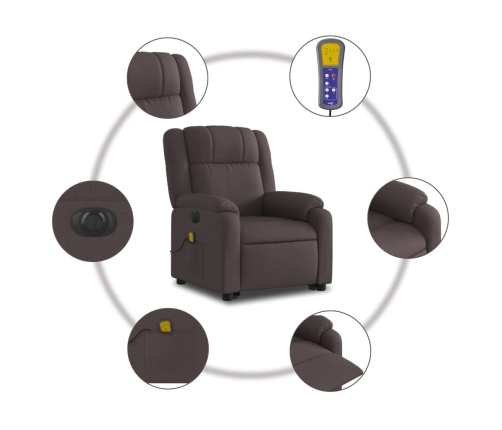 Sillón masaje eléctrico reclinable elevable tela marrón oscuro