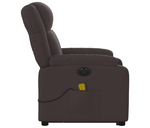 Sillón masaje eléctrico reclinable elevable tela marrón oscuro