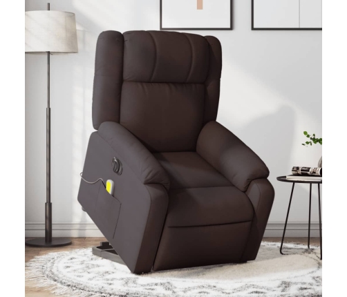 Sillón masaje eléctrico reclinable elevable tela marrón oscuro