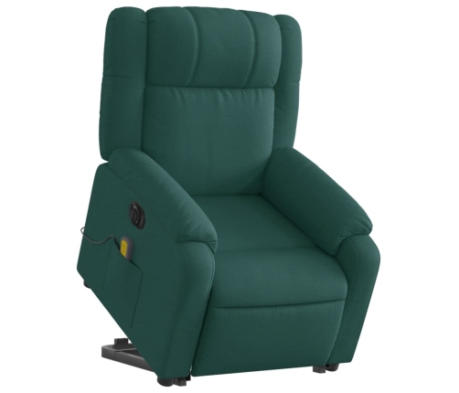 Sillón masaje eléctrico reclinable elevable tela verde oscuro