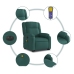 Sillón masaje eléctrico reclinable elevable tela verde oscuro