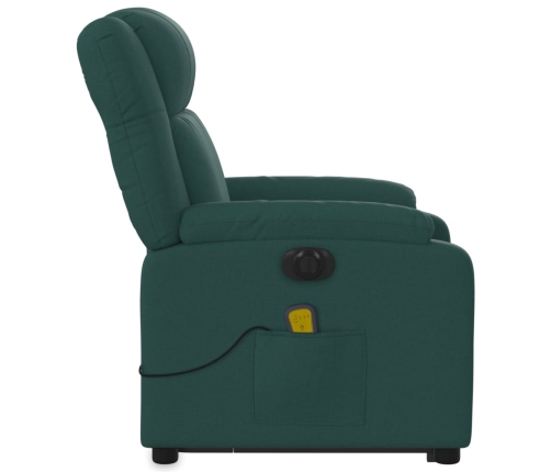 Sillón masaje eléctrico reclinable elevable tela verde oscuro