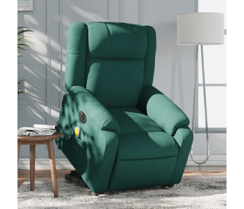 Sillón masaje eléctrico reclinable elevable tela verde oscuro