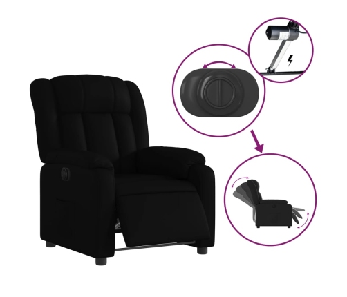 Sillón reclinable eléctrico de cuero sintético negro