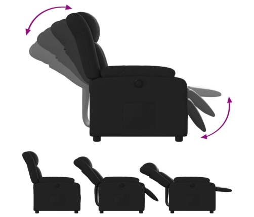 Sillón reclinable eléctrico de cuero sintético negro