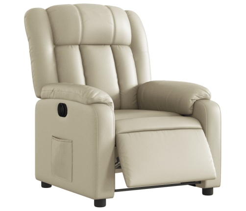 Sillón reclinable eléctrico de cuero sintético crema