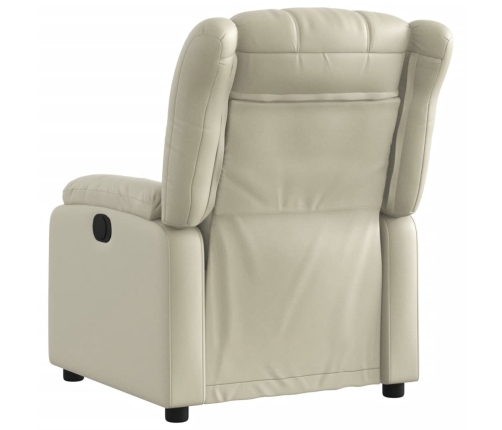 Sillón reclinable eléctrico de cuero sintético crema