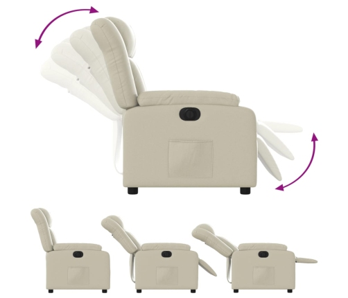 Sillón reclinable eléctrico de cuero sintético crema