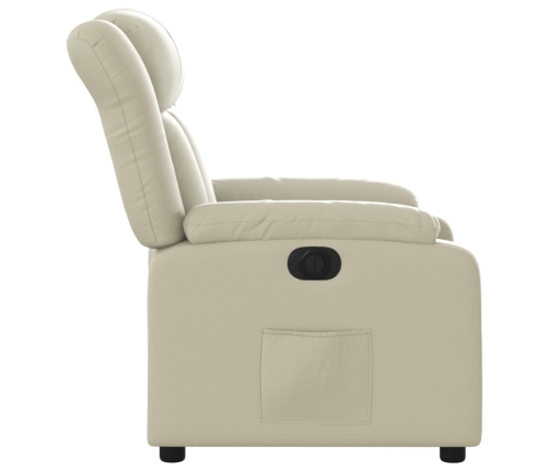 Sillón reclinable eléctrico de cuero sintético crema