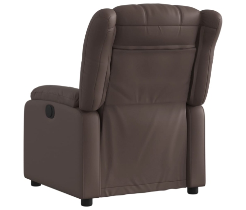 Sillón reclinable eléctrico de cuero sintético marrón